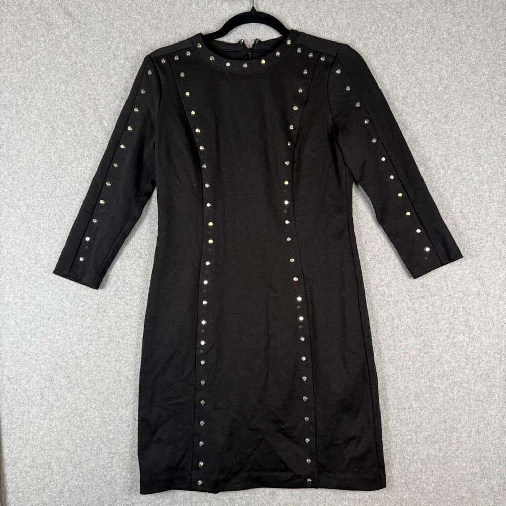 Michael Michael Kors Womens Size 4 Mini Shift Dress Black Studded Lined